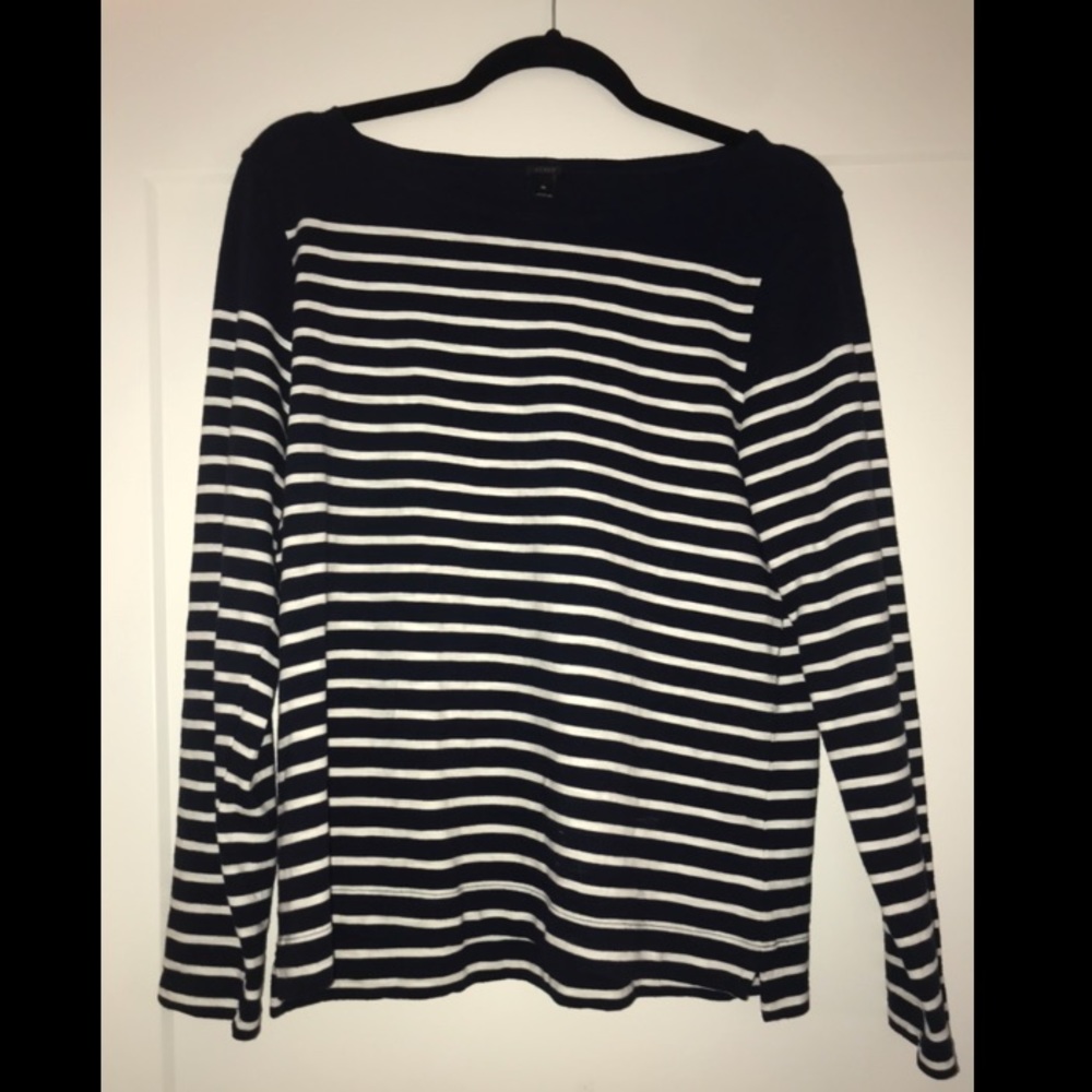 J. Crew Navy and White Striped Long Sleeve Shirt